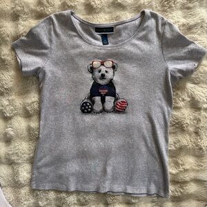 Vintage Karen Scott Gray T-Shirt with Bear Graphic